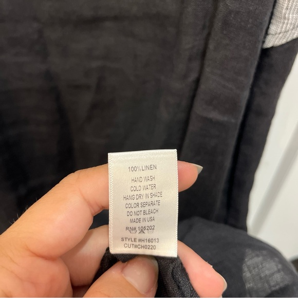 Chalet 100% Linen Dress Gray And Black Sleeveless Women’s Size XS Knee Length - Picture 10 of 10